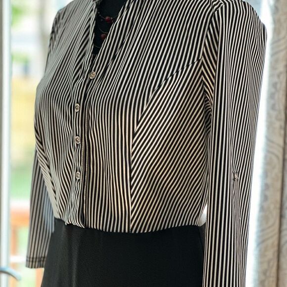🦋MllE Gabrielle Shirt dress versatile black and white casual business size S EUC - Picture 3 of 13